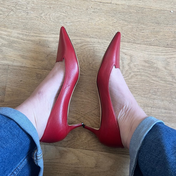 Red Leather Allure Jimmy Choo Kitten Heels - Picture 1 of 6